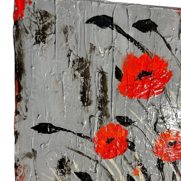 Original Acrylic Canvas Art Field of Poppies Impressionism - Picture 9 of 16